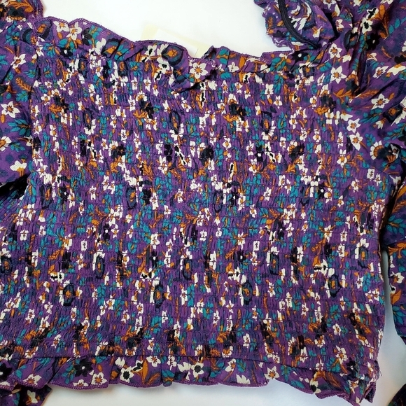 NWT Band of the Free Agathe Purple Floral Smocked Top Sz M - Picture 7 of 11